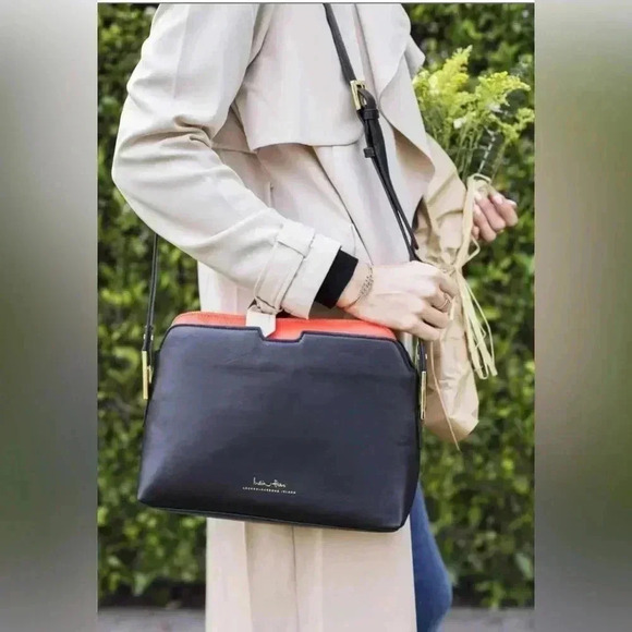 India Hicks Black Bag with Orange  Insert - Picture 1 of 16